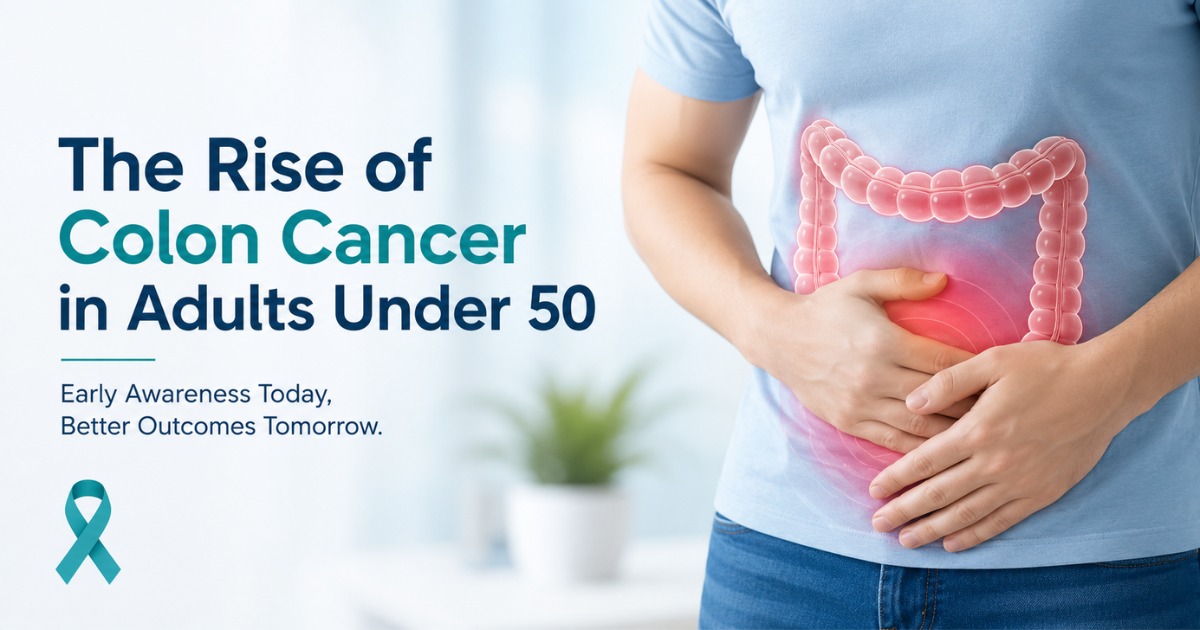 Young adult learning about colon cancer symptoms and early detection